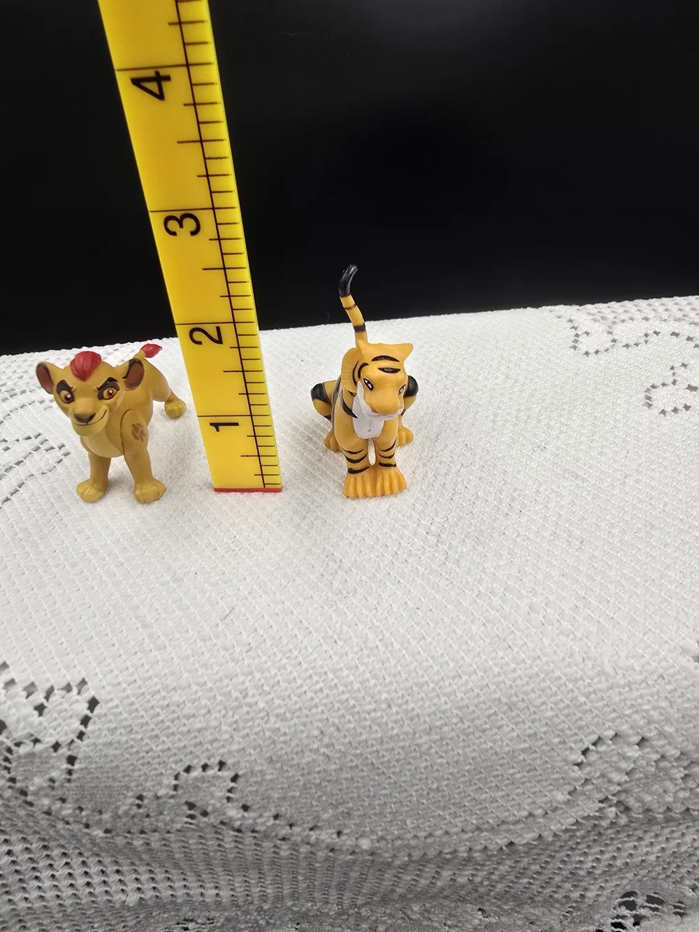 Disney Yellow Lion and Tiger Figurine Duo with Red Accents